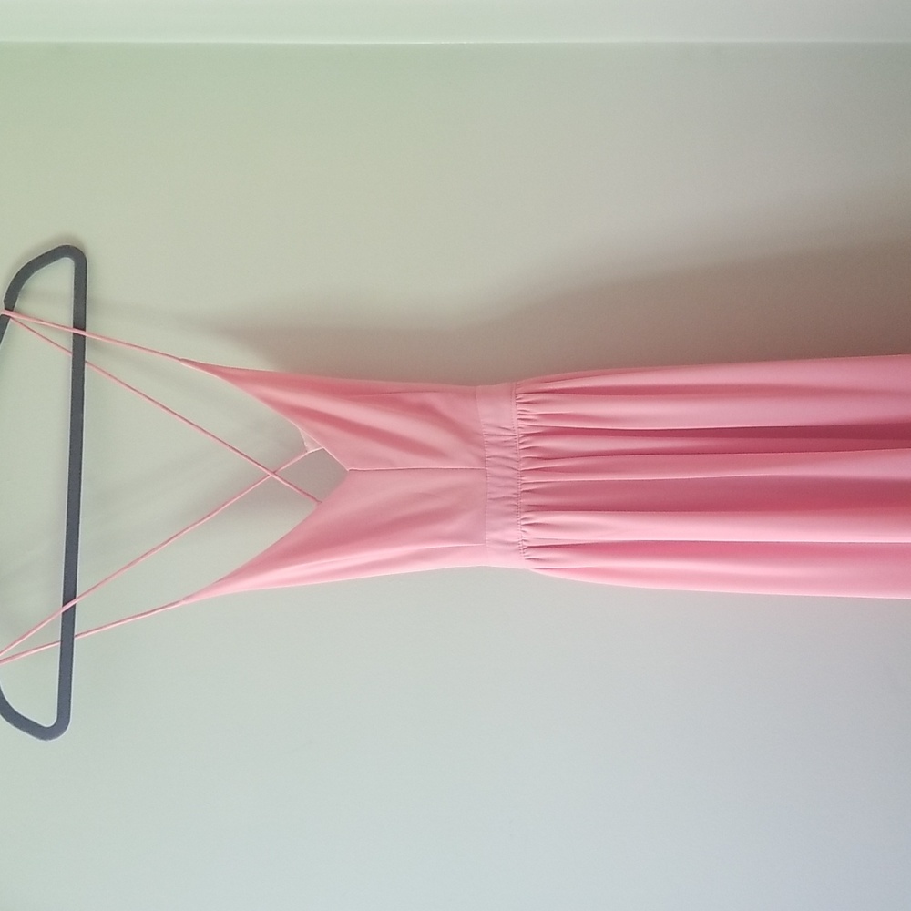 Pink chiffon floor length formal dress